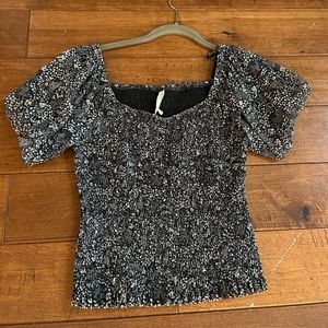 Rouched cap-sleeve Anthropologie shirt